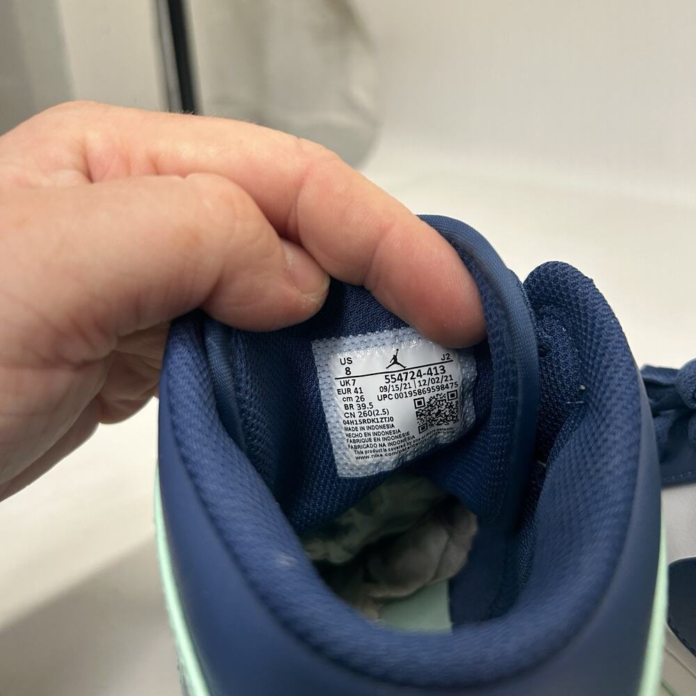 Nike Air Jordan 1 Retro Mid “Blue Mint Mystic Navy White” - Picture 8 of 8
